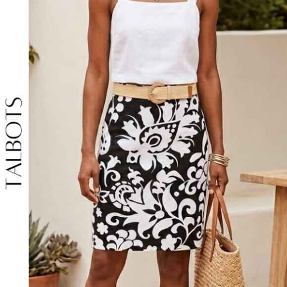 Talbots Dresses & Skirts - Talbots Petites Black & White Floral Pencil Skirt 4P | Classic Chic Style